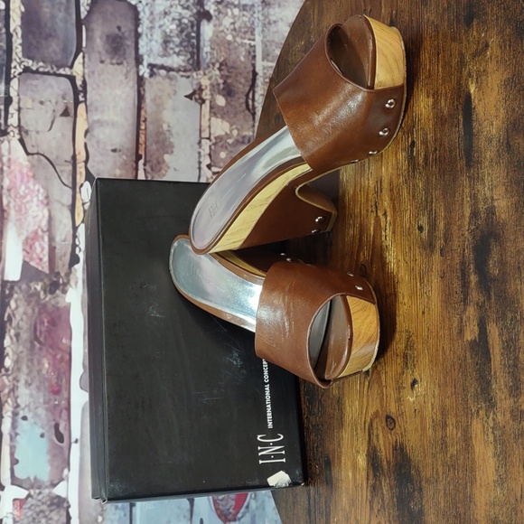 I•N•C International Concepts® Carmen Leather Clog Heels - Picture 1 of 12